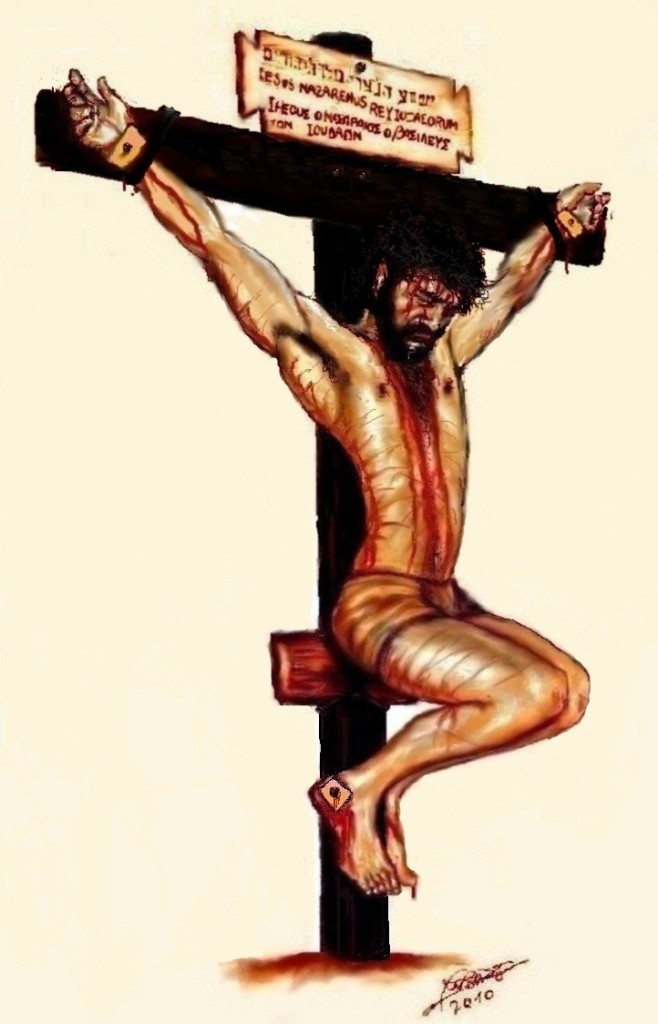 Jesús crucificado en una cruz immissa